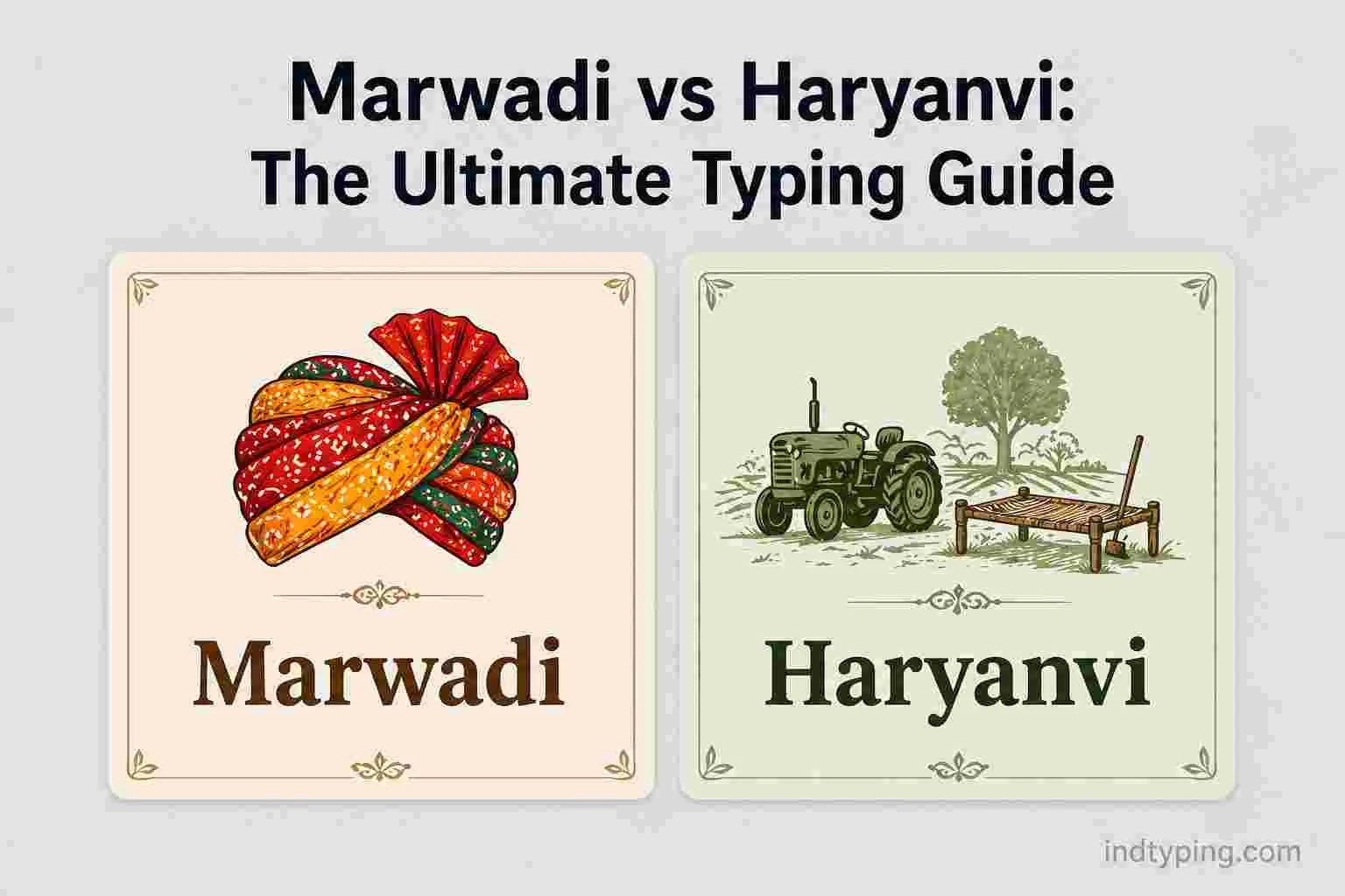 Visual comparison showing the differences between Marwadi vs Haryanvi typing and dialects